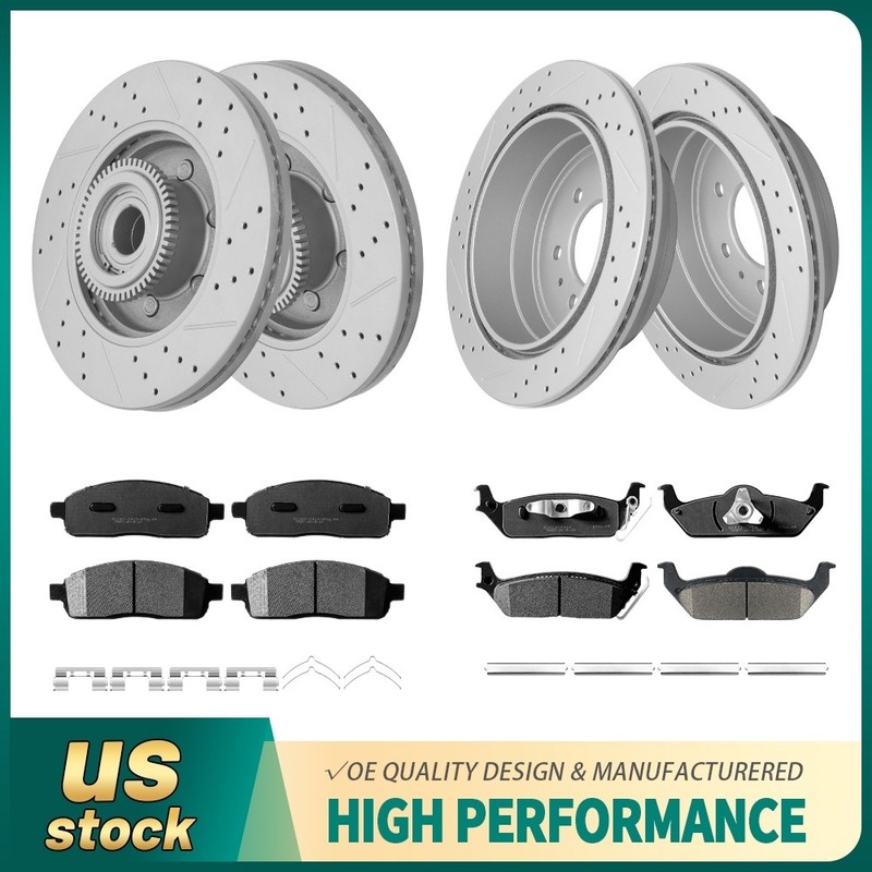 Front Rear Disc Rotors Brake Pads Kit For Ford F-150 2004 2005 2006-2008 Mark Lt