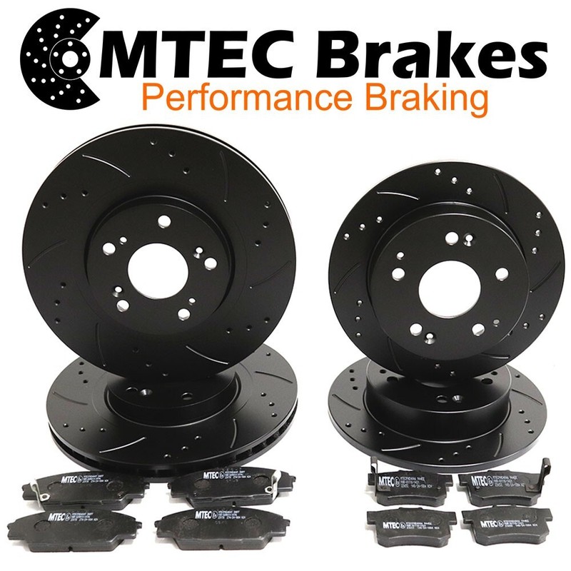 Civic 2.0 Type-R EP3 01-05 Front Rear Brake Rotors Drilled Slotted Black