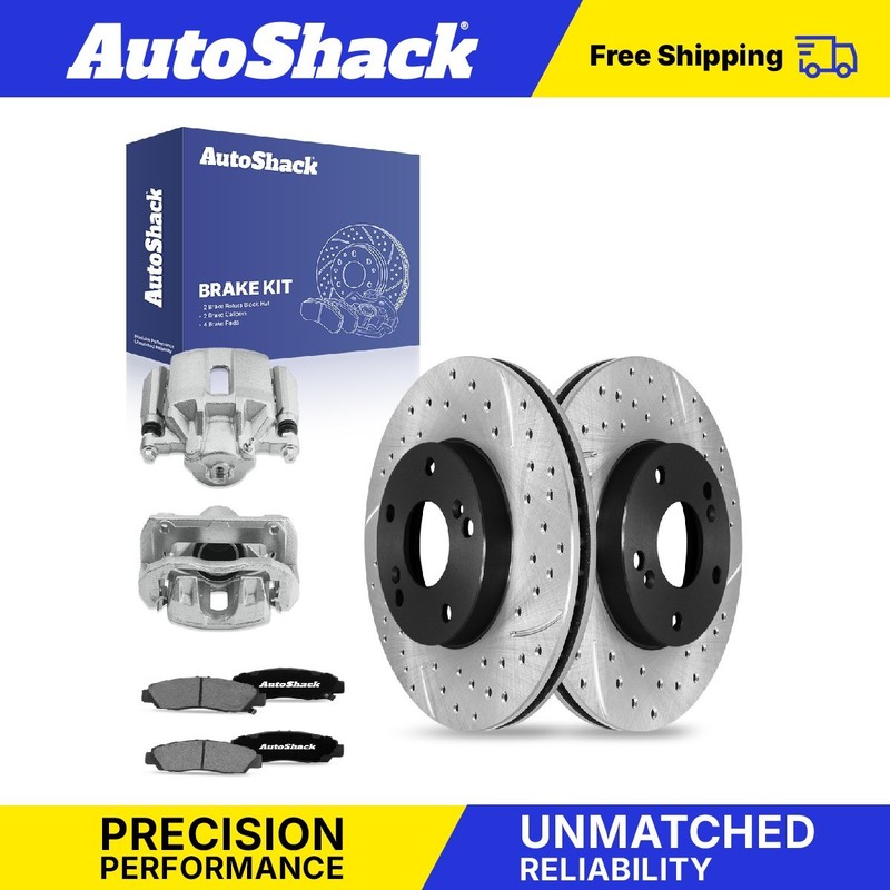 Front Drilled Slotted Brake Rotors Ceramic Pads Calipers for 1999-2008 Acura TL