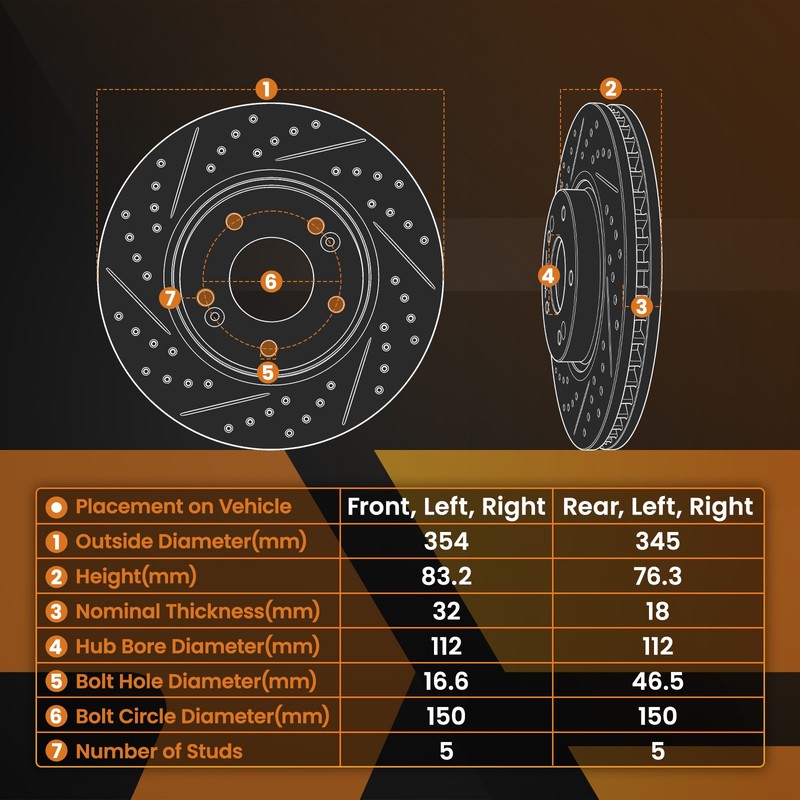 Rear Front Brake Rotors&Ceramic Pads for Toyota Tundra 2007-2021 P-1303 P-1302 gallery