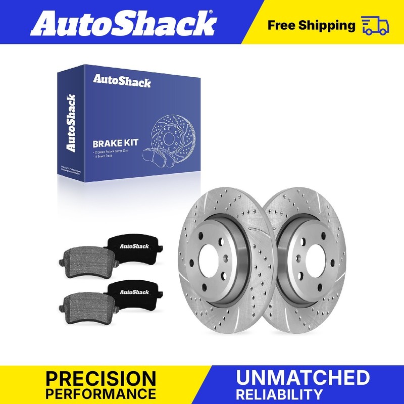 Rear Drilled Slotted Brake Rotors Ceramic Pads for Audi, A4 Quattro 2009-2016