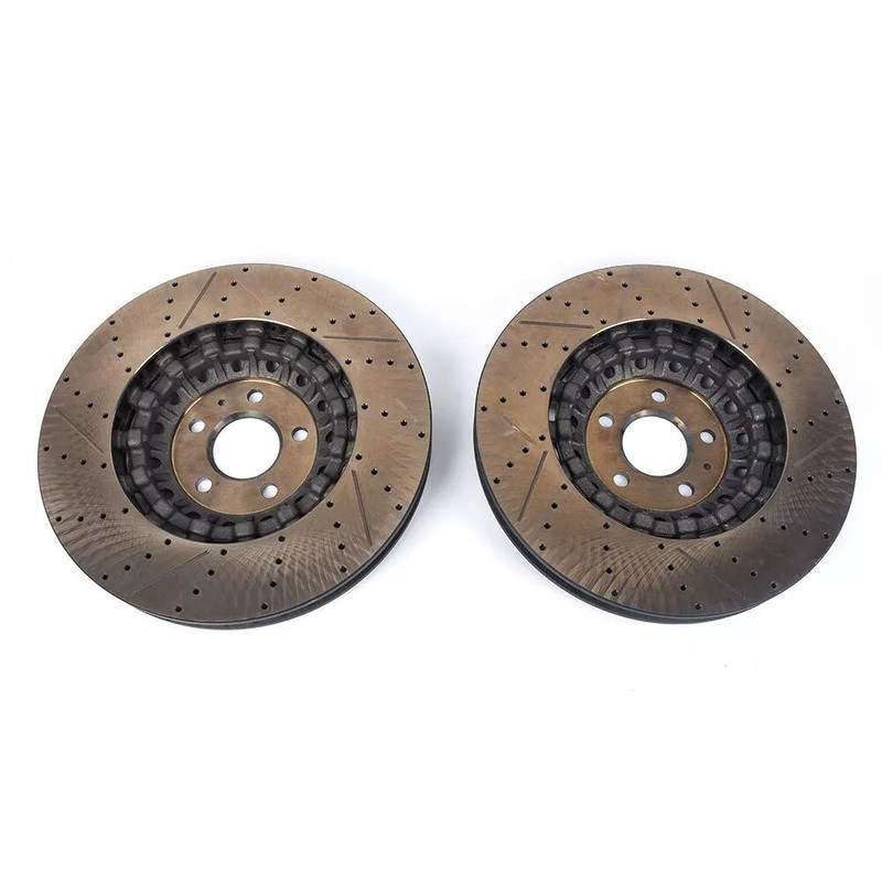 New Pair Set of 2 Front 375mm Drilled Brake Disc Rotors For 2018-2023 Audi RS5 gallery