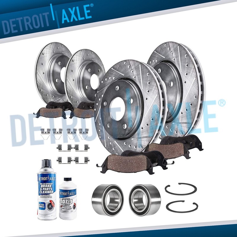 Front Rear Drilled Rotors Brake Pad Wheel Bearing for 2013 2015 2016 2017 Accord