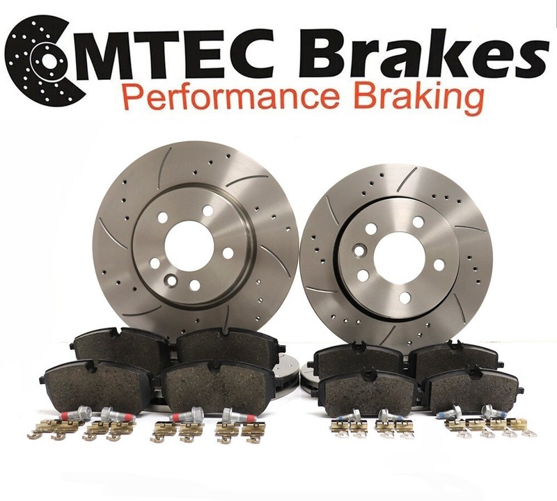 VW Amarok 3.0 TDI 12-21 Front & Rear Drilled Grooved Brake Discs MTEC Pads
