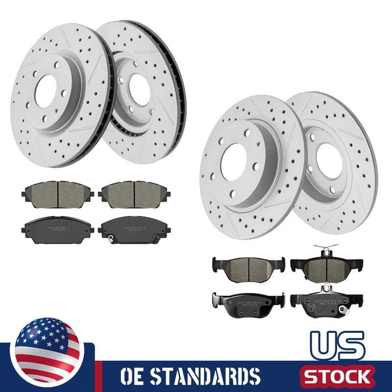 Front Rear Disc Rotors Ceramic Brake Pads for 2020-2023 Mazda CX-30 w/ 16″ wheel