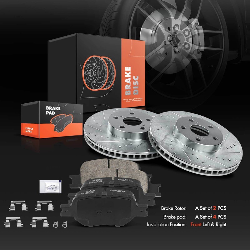 Front Drilled Rotor & Ceramic Brake Pad for Toyota Celica 2000-2005 tC 2005-2010 gallery