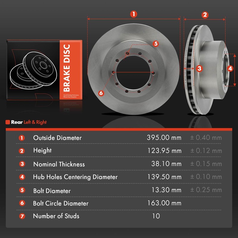 Rear Left & Right Disc Brake Rotors for Ford E-550 F-450 F-550 Super Duty F53 gallery