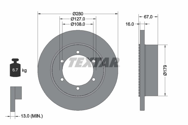 Textar 92304003 Brake Disc for Nissan, Renault Trucks