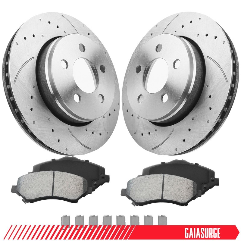 Front Disc Brake Rotors & Ceramic Brake Pads Kit for Jeep Liberty Dodge Nitro