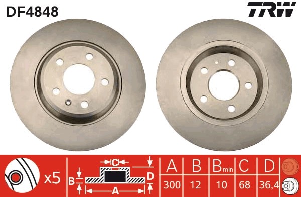 2x Brake Discs Pair Solid fits AUDI A7 4G Rear 10 to 18 300mm Set TRW 8K0615601B gallery