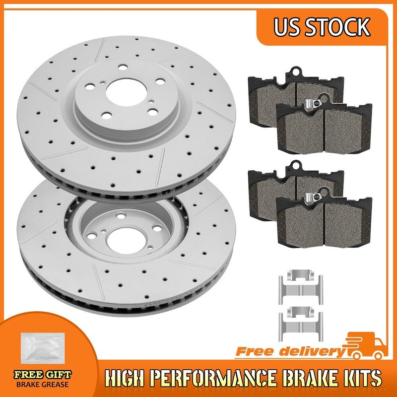 Front Drilled Rotors+Brake Pads for Lexus GS300 GS350 GS450h GS460 IS200t IS350