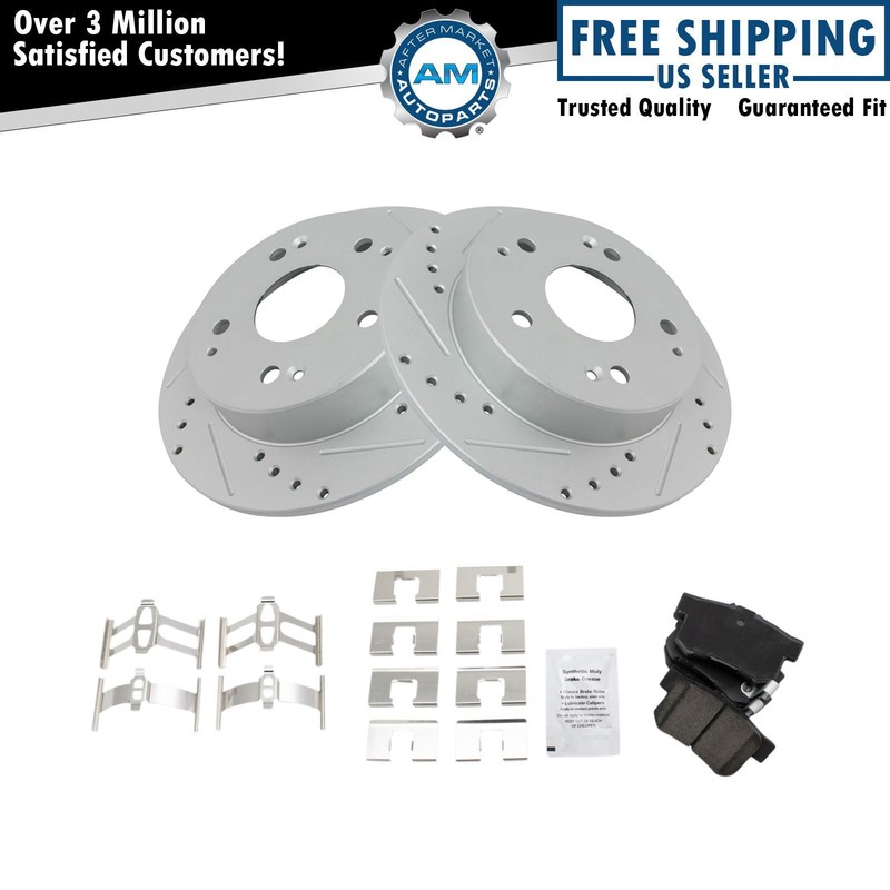Rear Performance Drilled Slotted Brake Rotor & Posi Metallic Pad Kit
