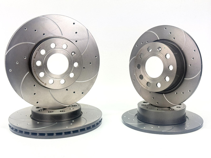 BREMBO HIGH PERFORMANCE DRILLED GROOVED BRAKE DISC PADS VW AUDI SKODA SEAT gallery