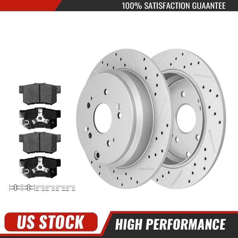 305mm Rear Drilled Rotors+ Ceramic Brake Pad For Honda CR-V 2005-2016 Acura RDX