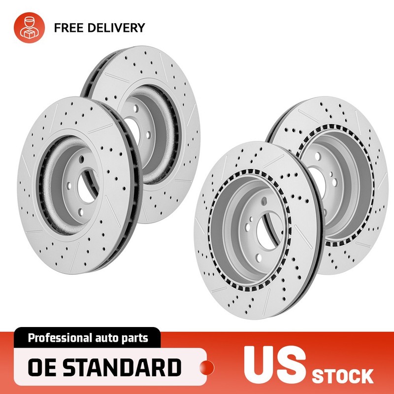 Front & Rear Drilled Brake Rotors Set For Mercedes-Benz GLK250 GLK350 2013-2015