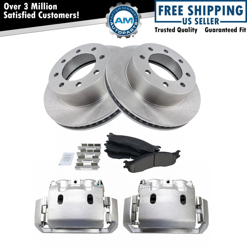 Front Ceramic Disc Brake Pads Rotors & Calipers Kit for Ram 1500 2500 3500