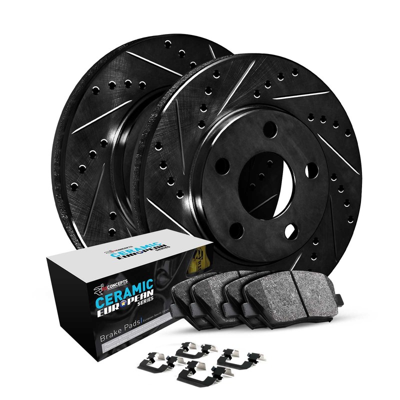 R1 Concepts Whth1 39002 R1 Brake Rotors D S Black W Euro Ceramic Pads gallery