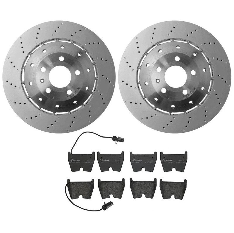 SHW OEM Front Brake Kit 365mm Disc Rotors & Low-Met Pad Set For Audi R8 4.2L V8