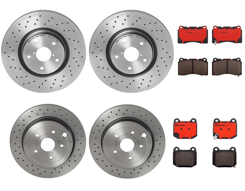 Brembo Xtra Front Rear Brake Kit Drilled Rotors Ceramic Pads For Impreza WRX STI
