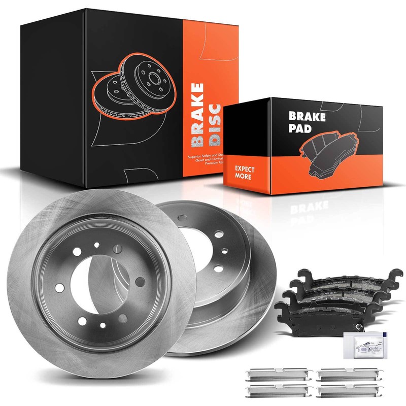 6Pcs Rear Side Disc Rotors & Ceramic Brake Pads for Hummer H3 06-10 H3T 09-10