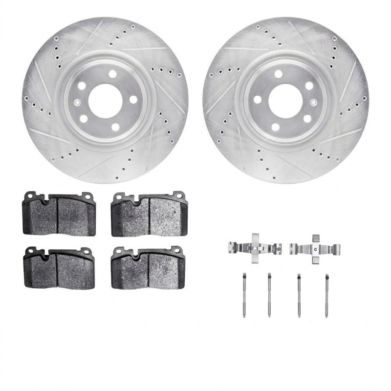 For Audi Q5 2013-2017 Rotor Set | Silver | Drilled And Slotted Rotor Style gallery