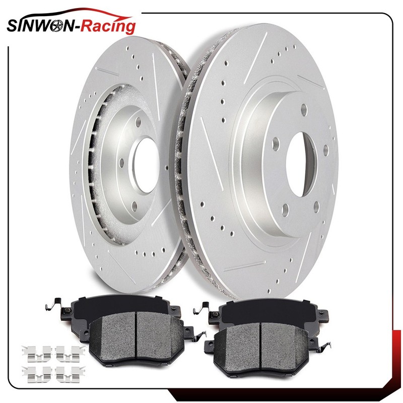 Front Ceramic Brake Pads and Rotors Disc For Altima 2002-2006 Slotted Vented