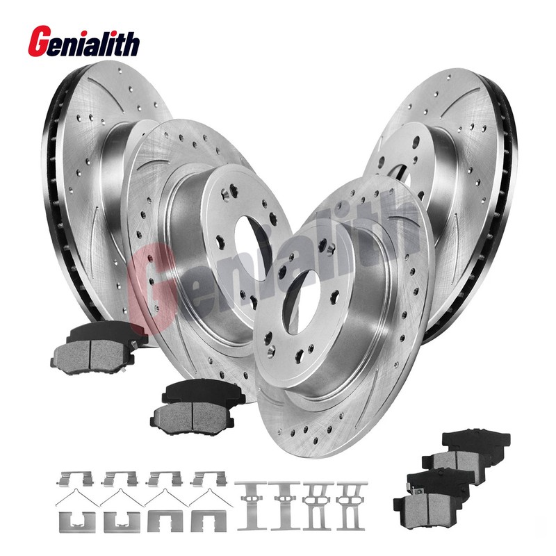 Drilled Slotted Front and Rear Brake Rotors Pads Kit for 2005 Honda Accord 282mm