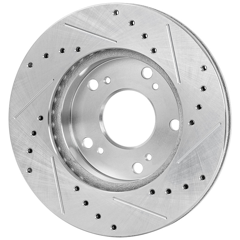Set 2 Front Drilled Slotted Rotors + Brake Pads For 2006-2011 Honda Civic 1.8L gallery