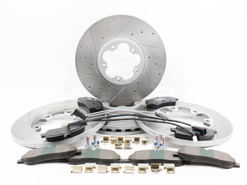 FOR TRANSIT 350 L3 H3 P/V (MK8 (V363) FRONT REAR DRILLED GROOVED BRAKE DISC PAD