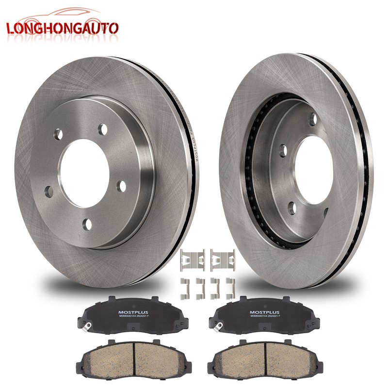 Left &Right Front Disc Rotors Ceramic Brake Pads For 97-03 Ford F-150 5Lug 4WD
