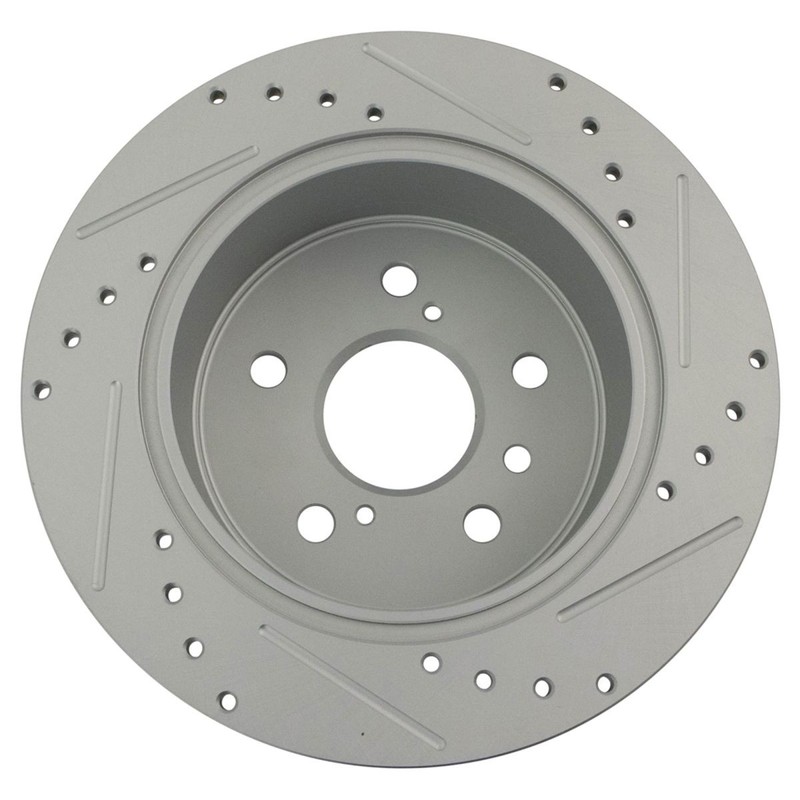 TRQ Performance Drilled Slotted Rear Coated Brake Rotor Pair Set for Lexus gallery