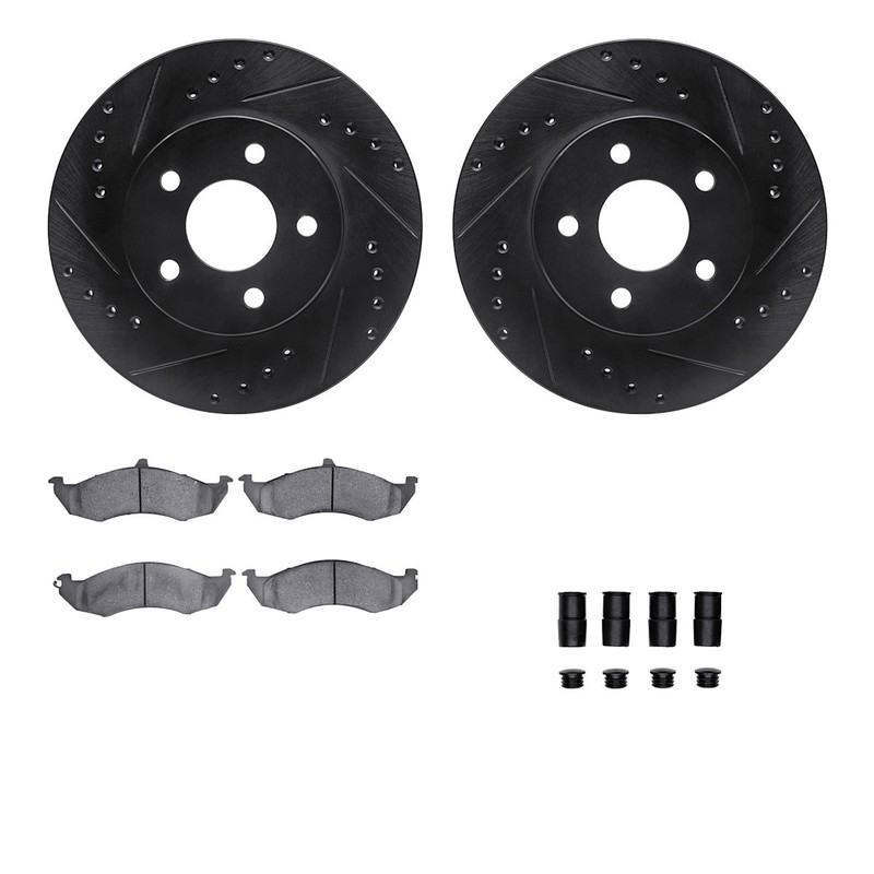WHUH1-55099 R1 Concepts 2-Wheel Set Brake Disc and Pad Kits Front for Ford 89-90
