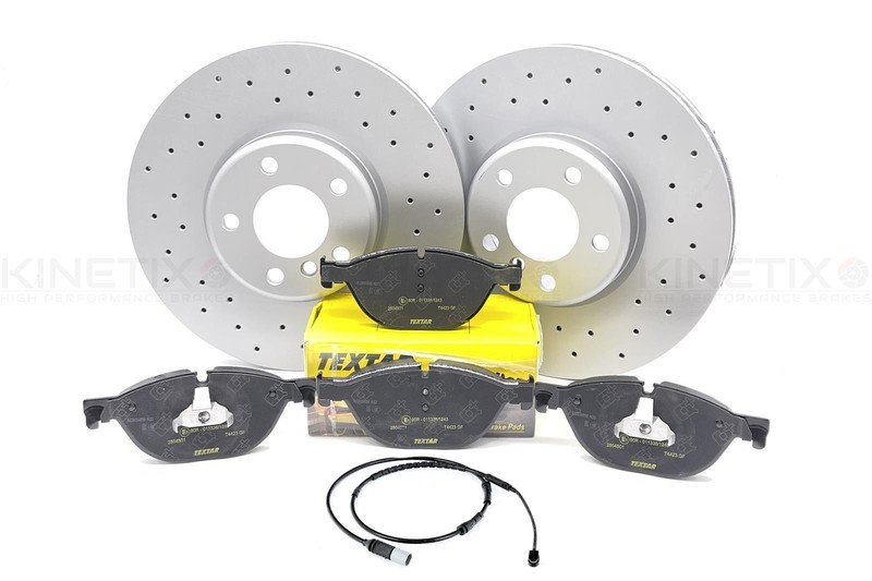 FOR BMW 7 SERIES 730d F01 F02 M SPORT DRILLED FRONT BRAKE DISCS TEXTAR PADS 348m