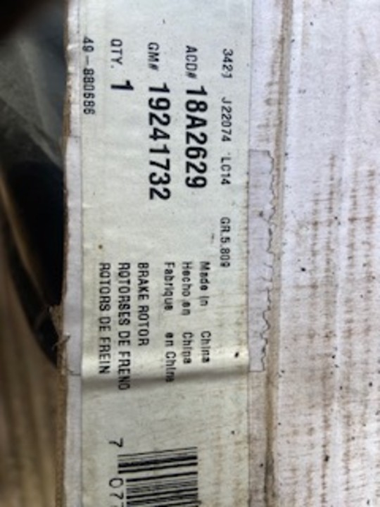 GM GENUINE NE BRAKE ROTOR FOR FORD VEHICLE GM#19251732 OR ACDELCO 18A22629 gallery