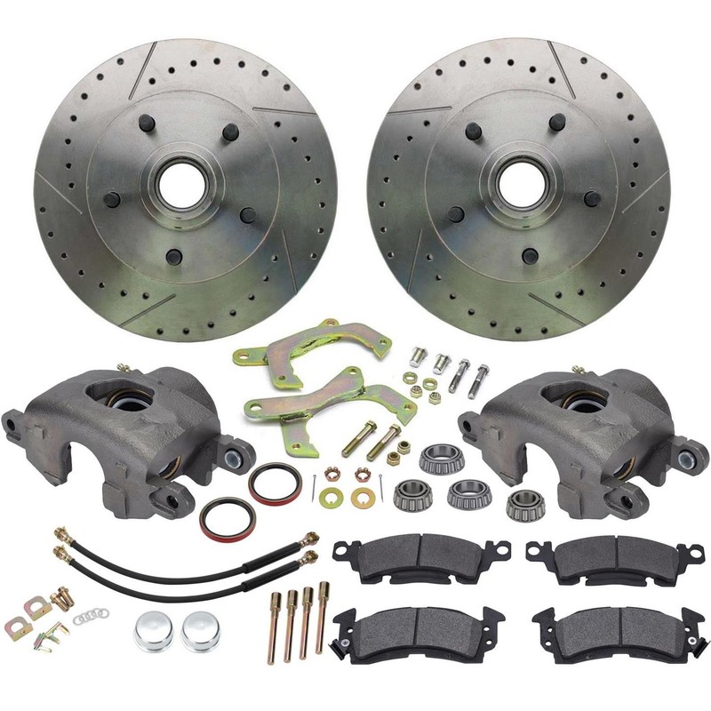 Speedway Front Disc Brake Kit, Drilled/Slotted, Fits 1955-57 Chevy Car