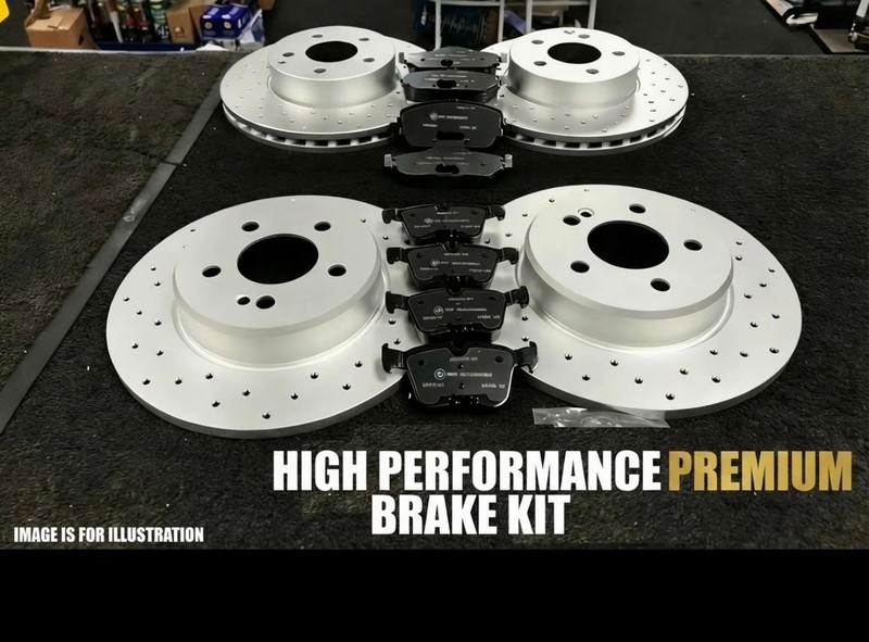 FOR VW GOLF 2.0L C20 TDI (MK7) FRONT REAR DRILLED BRAKE DISCS & BREMBO PADS