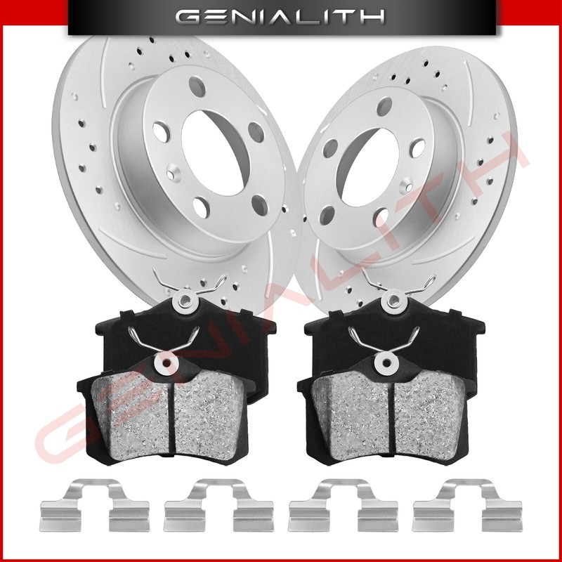 Rear Drilled Brake Rotors & Ceramic Pads Kit for VW Beetle Golf Jetta Audi TT