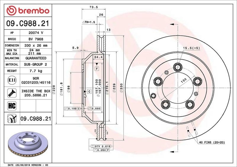 2X Brembo 09.C988.21 Rear Vented Brake Discs Fits Porsche Cayenne gallery