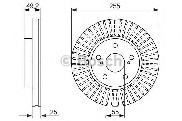 Bosch Brake Disc Front Diameter 255mm 55mm Vented 25mm 0986479663