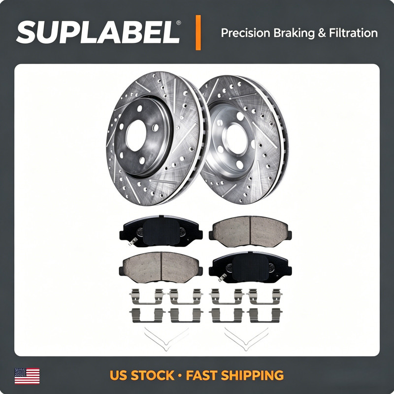 Fit Honda Accord Civic Element ILX 282mm Front Drilled Rotors Ceramic Brake Pads