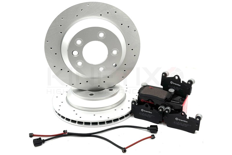 FOR VW TOUAREG 3.6 V6 FSI 2010 – 2018 DRILLED REAR BRAKE DISCS BREMBO PADS 330mm
