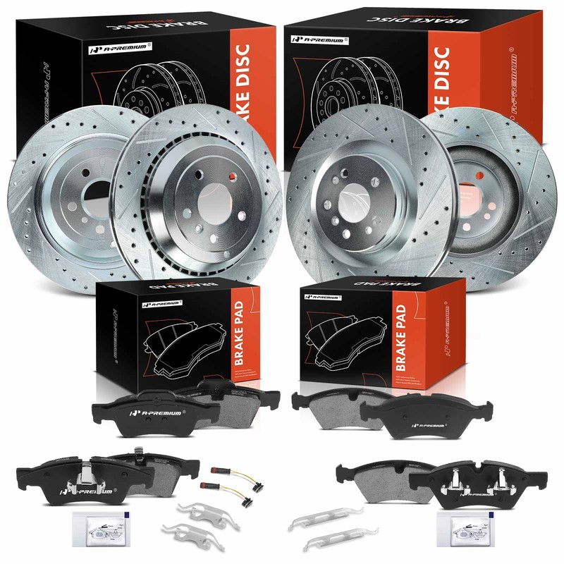 A-premium 12x Front & Rear Drilled Brake Rotors & Ceramic Pads for Mercedes W164