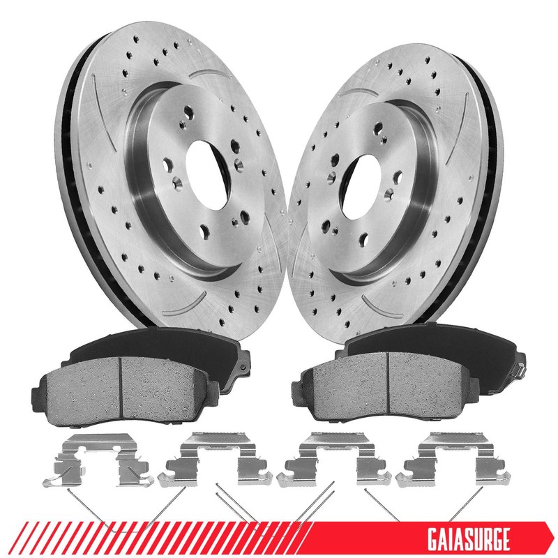 Front Disc Rotors + Ceramic Brake Pads for Acura RDX Honda Accord Crosstour CR-V