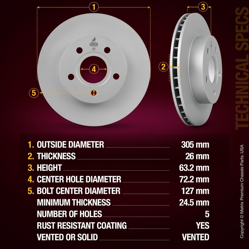 12.01" Front Disc Brake Rotor For 1999-2004 Jeep Grand Cherokee 52098672 gallery