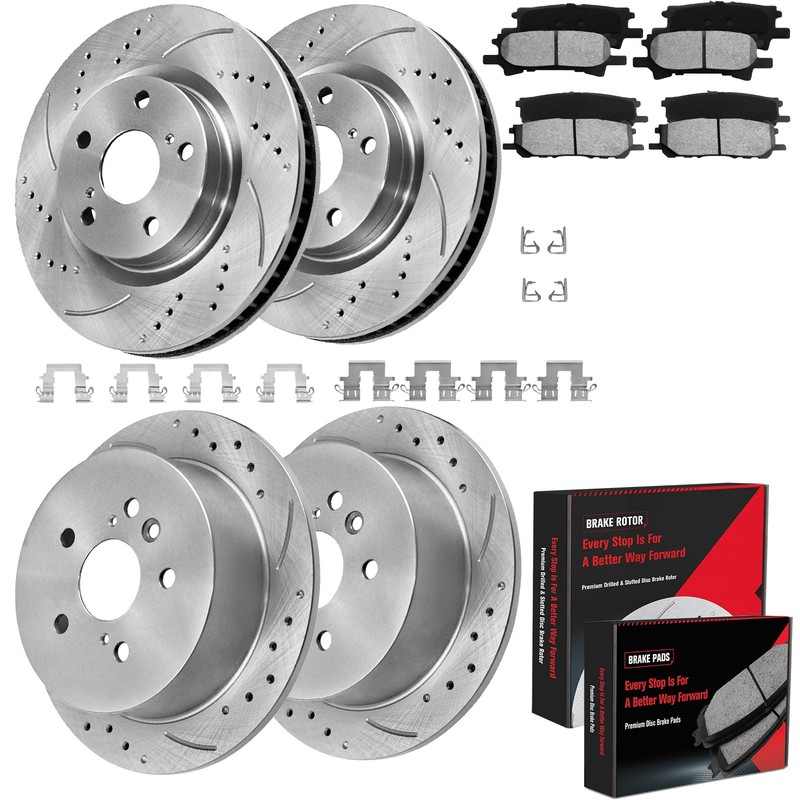 Front Rear Disc Brake Rotors + Pads For Toyota Highlander LEXUS RX330 RX400H