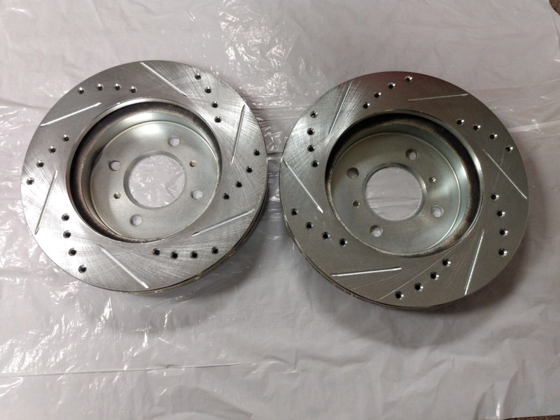 Front Disc Brake Rotor Set (Left/Right) - Drilled/Slotted/Silver Zinc Plated gallery