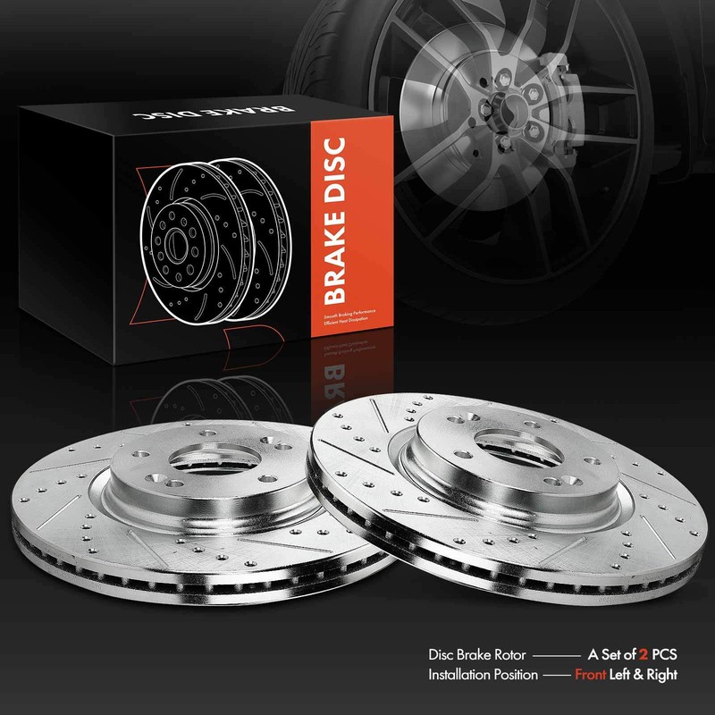2Pcs Front Left & Right Drilled Brake Rotors for Hyundai Elantra 17-20 Sonata gallery
