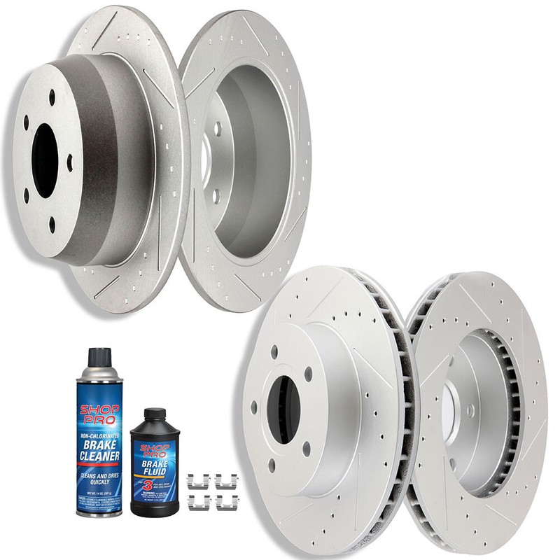 Front & Rear Brake Rotors For Lexus IS250 Base 4WD 2.5L V6 2006-2012 Drill Slot