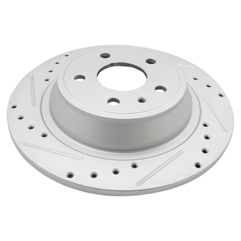 Front & Rear Posi Ceramic Brake Pad & Performance Drilled Slotted Coated Rotors gallery