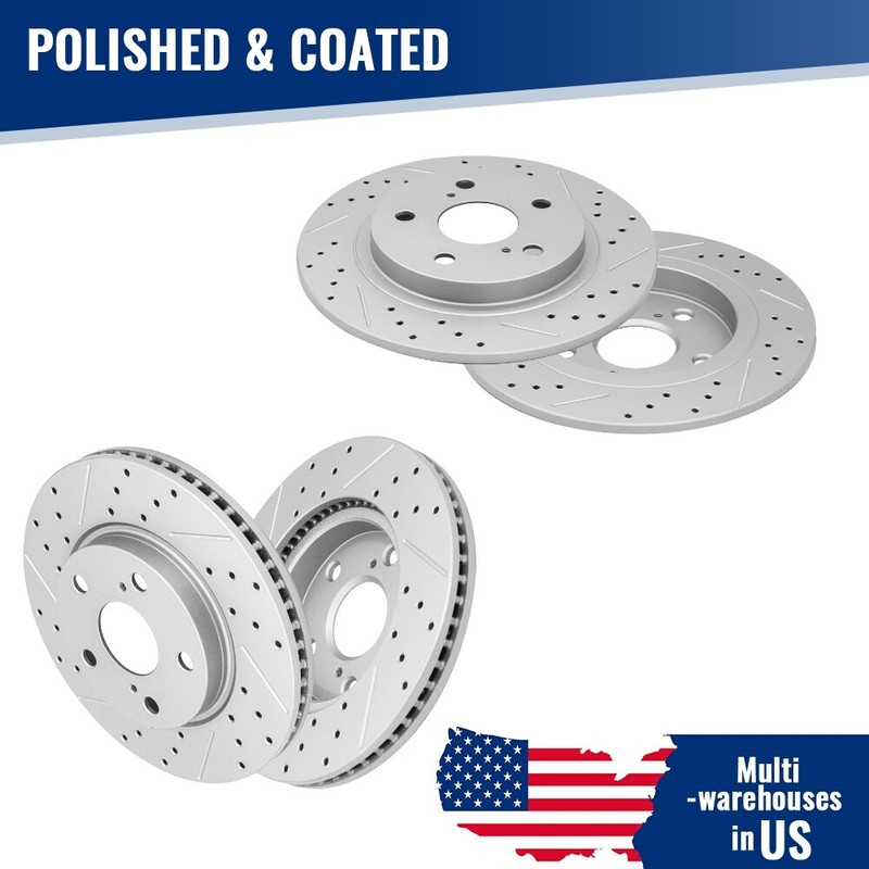 4pcs Front & Rear Drilled and Slotted Disc Brake Rotors for Scion XB 2008 – 2015